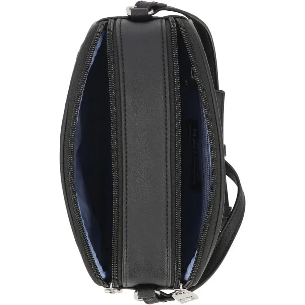 Women's Embossed (Black) PU leather Candid Camera Adjustable Crossbody Bag